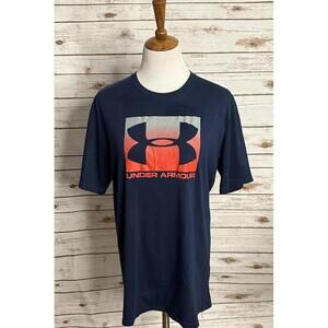 Under Armour Heatgear activewear navy cotton short sleeve t-shirt Size Large